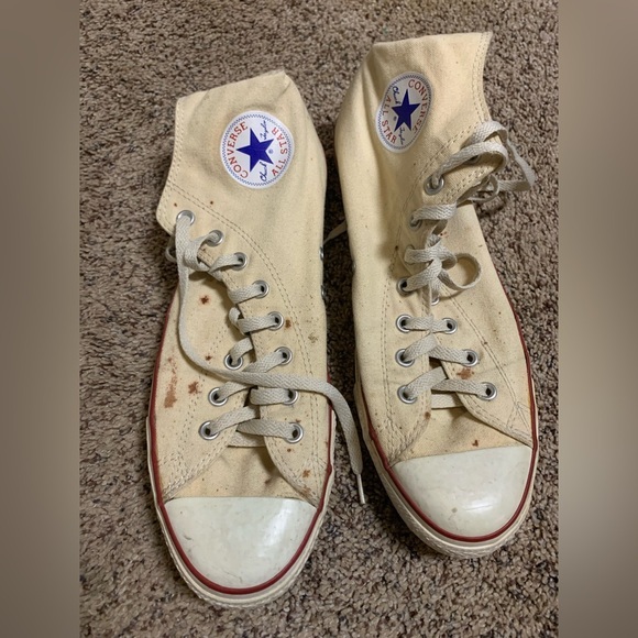 Men’s cream canvas high top converse 10.5 - Picture 1 of 5